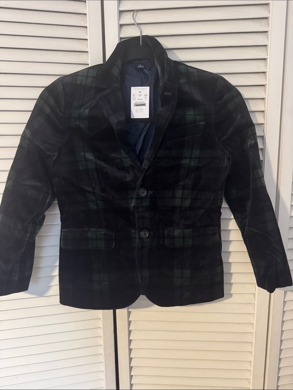 Boys JCrew  Black & Green Plaid Blazer